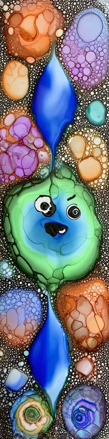 Free abstract bookmark featuring an in awe green guy